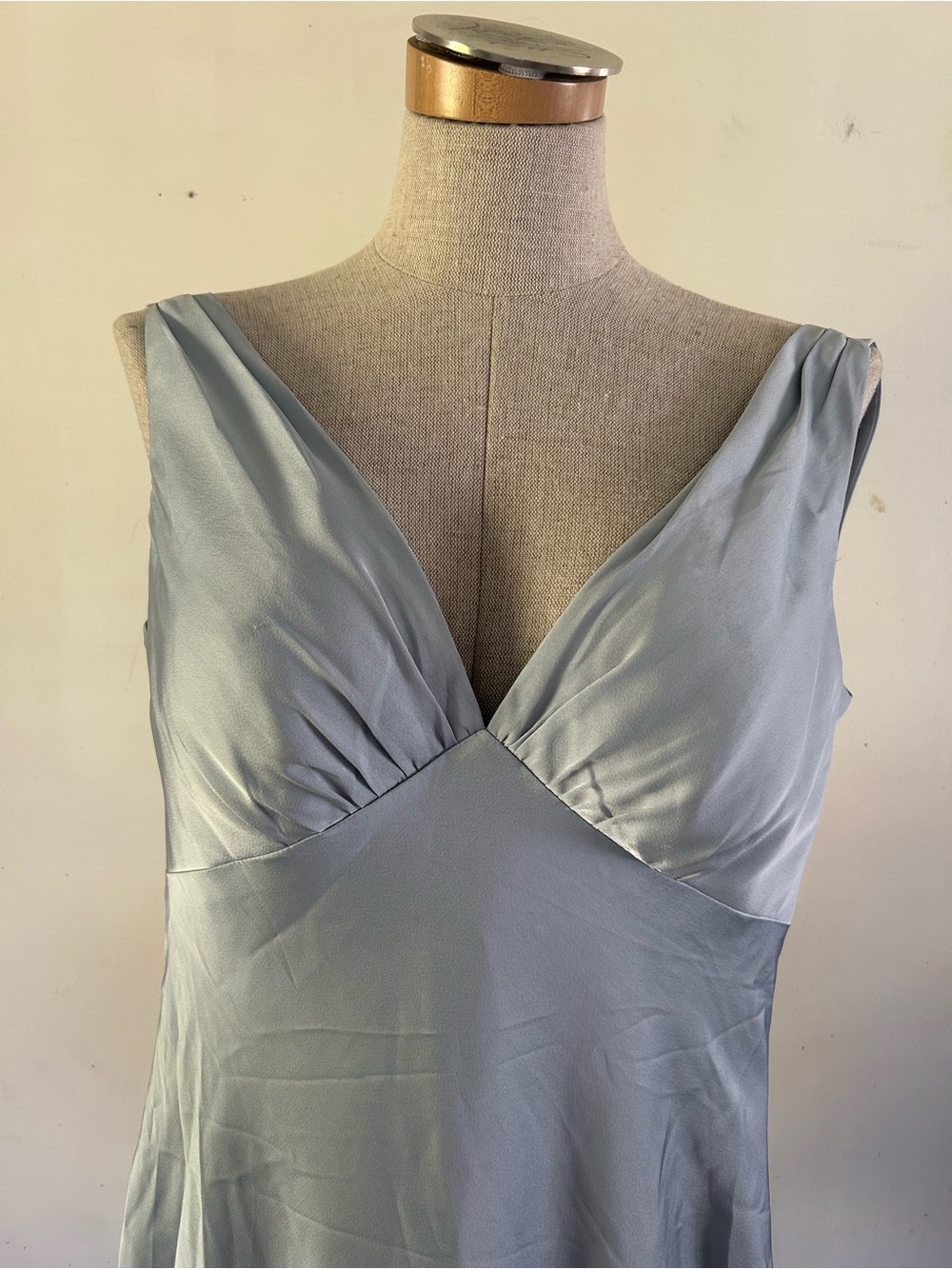 Satin V-Neck Chemise in Light Blue